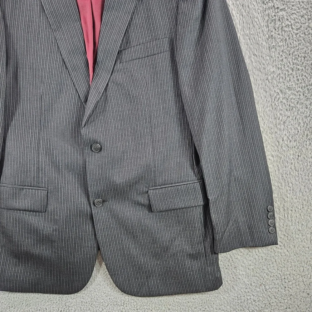 John Varvatos USA Bedford Suit Mens 42R Grey Pinstripe 100% Wool 2PC 35x28 Pants